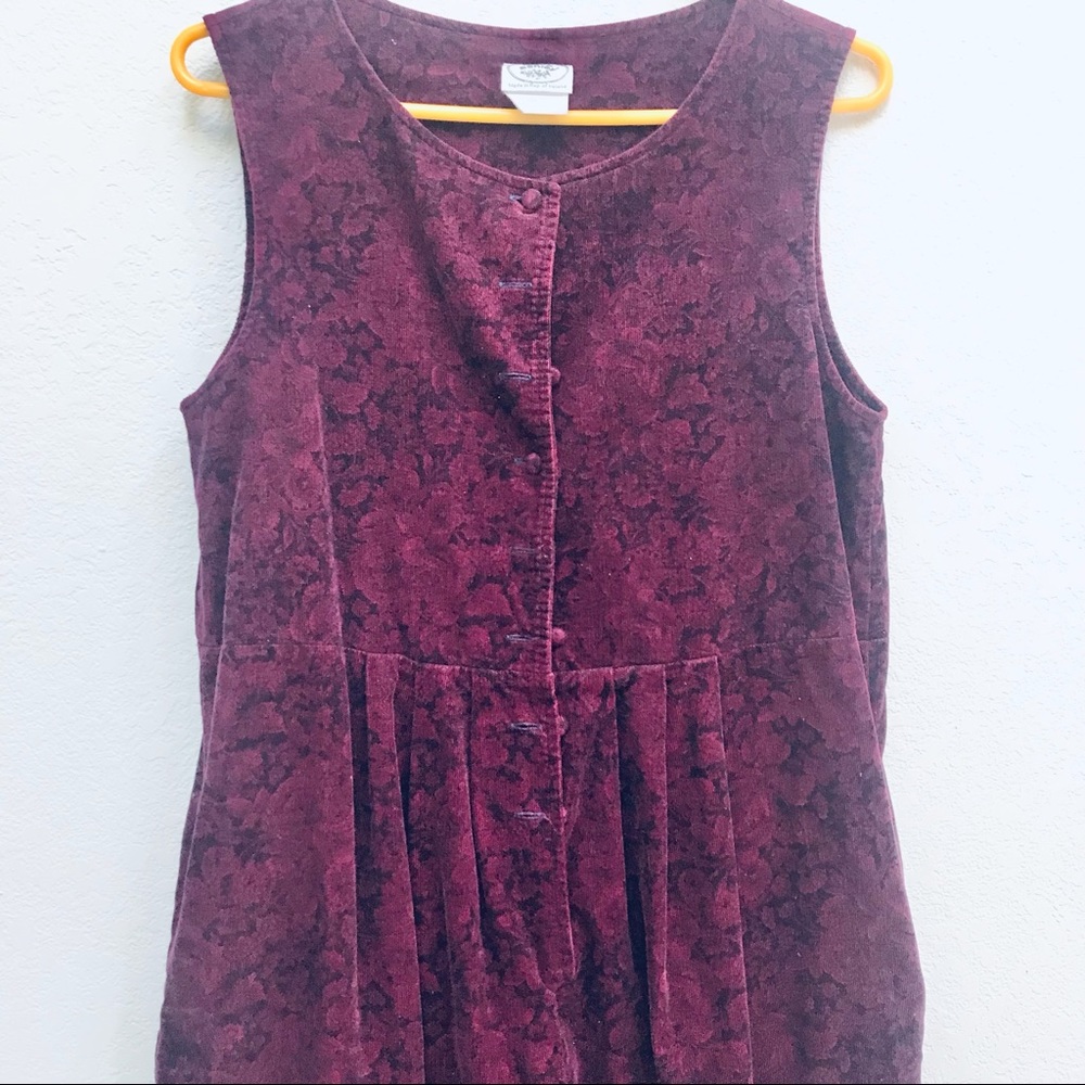 Vintage Laura Ashley Corduroy Jumper Pantsuit Plum Small